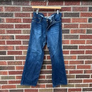 Gap Dark Blue Washed Mid Rise Boy Cut Stretch Denim Jeans